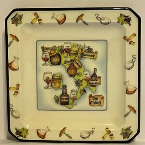 Colorful Wine-Themed Square Plate 7.5"